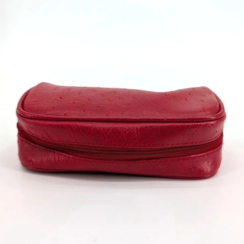 Parfums Amarige de Givenchy Red Ostrich‎ Embossed Faux Leather Cosmetic Bag